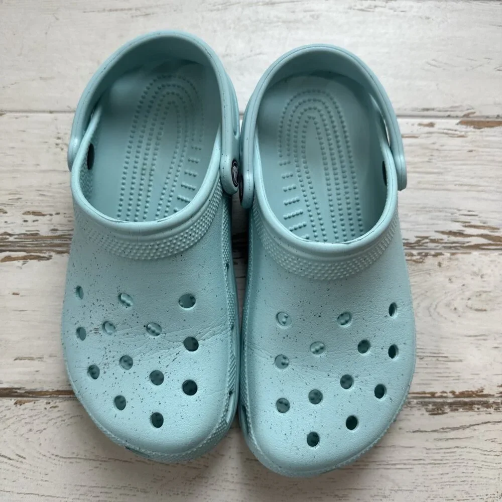 CROCS Unisex‎ Light Blue Robins Egg Pattern Classic Clog MENS 6 WOMEN 8